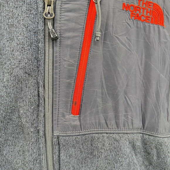 The North Face Fleece‎ Jacket Full Zip Logo Pocket Gray/Red Pre-Owned Mens XXL - Picture 5 of 13